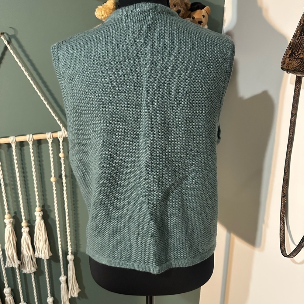 Koret Vintage Wool Blend Green Knit Vest Size Small Petite - Picture 4 of 5